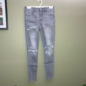 American Eagle Outfitters Gray Skinny Distressed Jeans
